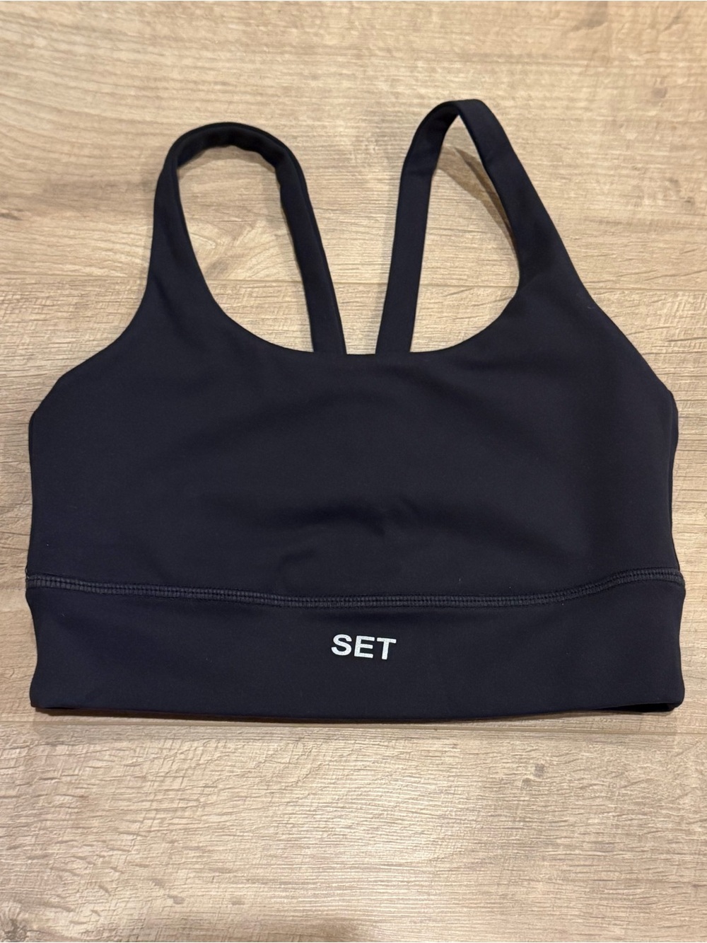 SET Active Black Strappy Sports Bra with Logo